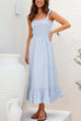 Mixiedress Wide Straps Bow Shoulder Smocked Ruffle Maxi Dress