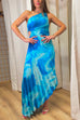 Mixiedress Printed One Shoulder Cut Out Pleated Maxi Dress