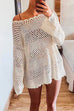 Mixiedress Long Sleeves Hollow Out Crochet Beach Cover Up Dress