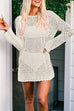 Mixiedress Long Sleeves Hollow Out Crochet Beach Cover Up Dress