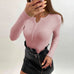 Mixiedress Buttons V Neck Kong Sleeves Bottoming Knit Top