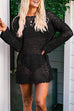 Mixiedress Long Sleeves Hollow Out Crochet Beach Cover Up Dress