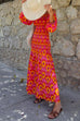 Mixiedress Smocked Off Shoulder Printed Swing Maxi Holiday Dress