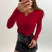 Mixiedress Buttons V Neck Kong Sleeves Bottoming Knit Top