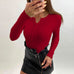 Mixiedress Buttons V Neck Kong Sleeves Bottoming Knit Top
