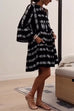 Mixiedress V Neck Bell Sleeves Printed A-line Swing Dress