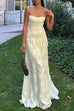 Mixiedress Spaghetti Strap Back Lace-up Applique Flower Lace Maxi Dress