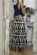 Mixiedress Pocketed Geometric Printed A-line Maxi Swing Skirt