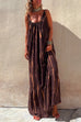 Mixiedress Scoop Neck Sleeveless Tie Dye Maxi Ruffle Holiday Dress