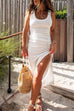 Mixiedress Side Drawstring Split Bodycon Tank Dress