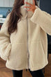 Mixiedress Turtleneck Zipper Up  Pocketed Fuzzy Fleece Coat