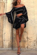 Mixiedress Off Shoulder Bell Sleeve Tie Dye Mini Dress