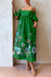 Mixiedress Cold Shoulder Ruffle Sleeves Bow Knot Back Floral Maxi Dress