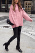 Mixiedress Oversized Mockneck Cable Knit Winter Sweater