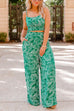 Mixiedress Cami Crop Top Elastic Waist Wide Leg Pants Printed Set