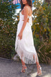 Mixiedress Tie Knot Backless Irregular Tassel Cami Dress