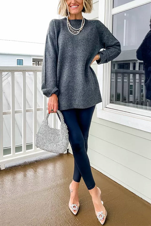 Mixiedress Crewneck Solid Warm Loose Sweater