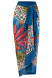 Mixiedress V Neck Bow Shoulder One-piece Swimwear and Wrap Cover Up Skirt Printed Set