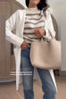 Chicest Open Front Pocketed Hooded Sweater Coat