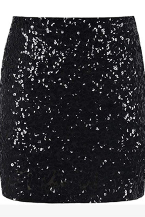 Mixiedress Elastic Waist Sparkly Sequin Mini Skirt
