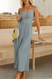 Mixiedress Solid V Neck Cut Out Wide Leg Baggy Cami Jumpsuit