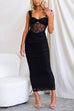 Mixiedress Ruched Mesh Insert Bodycon Maxi Cami Dress