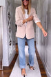 Ruched Open Front Long Sleeves Apricot Blazer