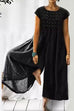 Mixiedress Ruched Short Sleeve Wide Leg Baggy Jumpsuit
