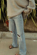Mixiedress Raw Hem Straight Leg Ripped Denim Pants