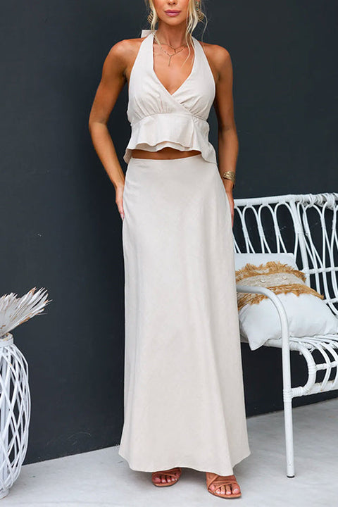 Chic Solid Maxi Swing Skirt