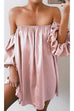 Mixiedress Off Shoulder Puff Sleeve Solid Mini Dress