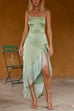 Mixiedress Tie Knot Backless Irregular Tassel Cami Dress
