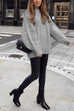 Mixiedress Oversized Mockneck Cable Knit Winter Sweater