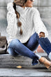 Mixiedress Mockneck Solid Cable Knit Pullover Sweater