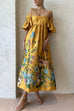 Mixiedress Cold Shoulder Ruffle Sleeves Bow Knot Back Floral Maxi Dress