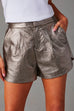 Mixiedress Side Split Pocketed Faux Leather Shorts