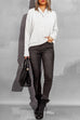 Mixiedress Drop Shoulder Long Sleeves Comfy Knitting Pullovers