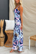 Sleeveless Adjustable Straps Floral Print Maxi Dress
