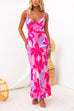 Sleeveless Adjustable Straps Floral Print Maxi Dress