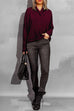 Mixiedress Drop Shoulder Long Sleeves Comfy Knitting Pullovers