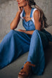Mixiedress Pocketed Wide Leg Baggy Denim Overalls