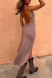 Mixiedress Halter Cowl Neck Backless High Low Hem Dress