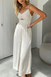 Mixiedress Solid V Neck Cut Out Wide Leg Baggy Cami Jumpsuit