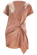 Mixiedress Solid Cross V Neck Tie Wrap Dress