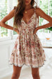 Mixiedress V Neck Tie Shoulder Backless Printed Beach Cami Dress