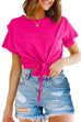 Mixiedress Short Sleeve Knot Front Cropped T-shirt
