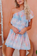 Mixiedress One Shoulder Ruffle Sleeve Smocked Waist Tie Dye Dress