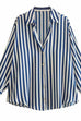Mixiedress Collared Long Sleeves Button Up Striped Blouse Shirt
