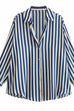 Mixiedress Collared Long Sleeves Button Up Striped Blouse Shirt
