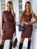 Mixiedress Ribbed Knit Long Sleeves Crop Pullover and Bodycon Cami Dress Set